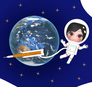 宇宙飛行士と地球のイラスト