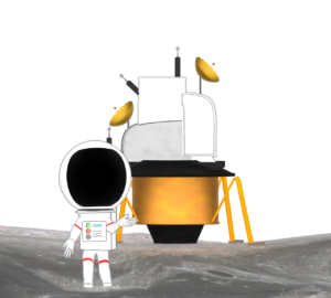 宇宙飛行士と着陸船のイラスト