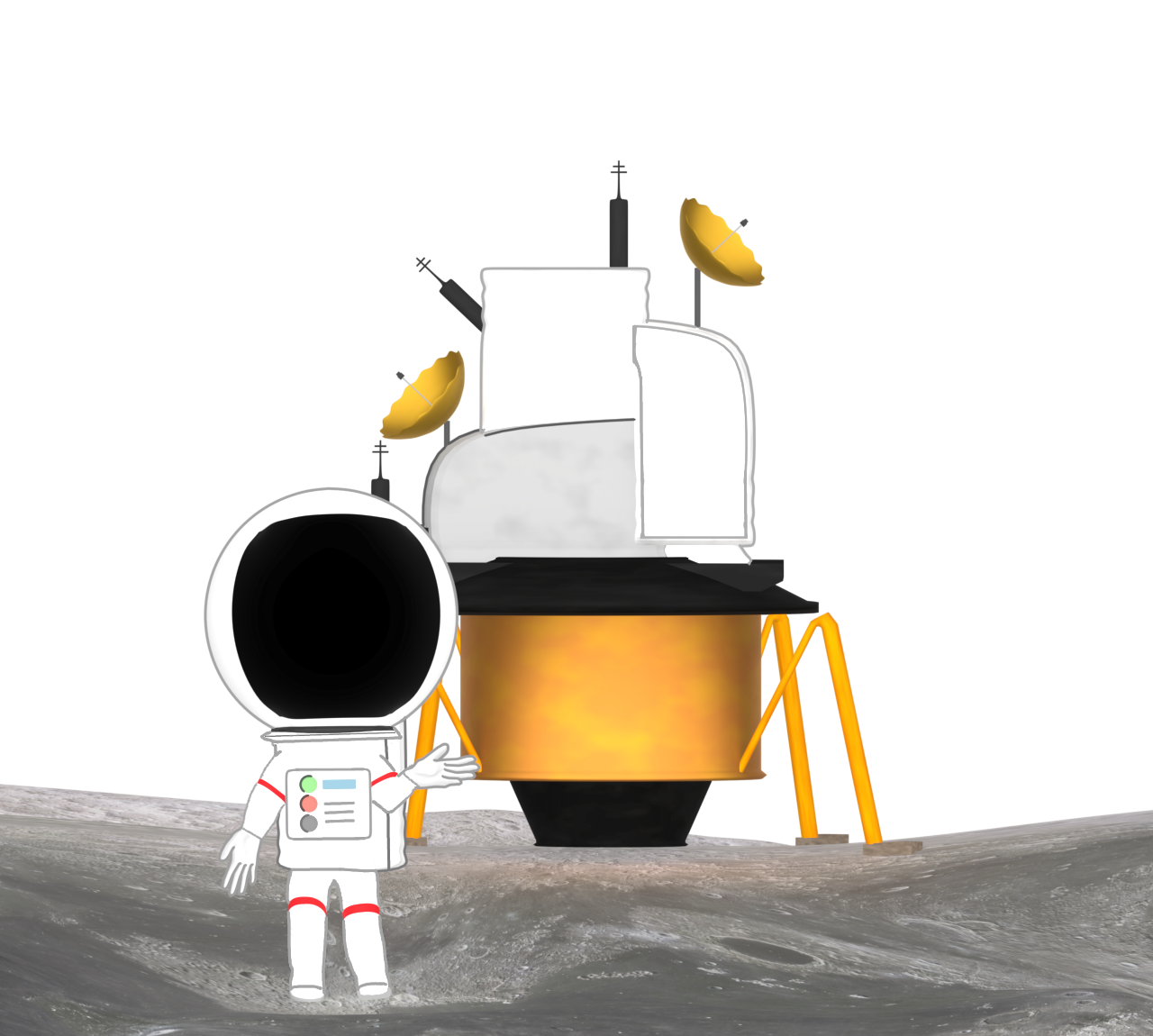 宇宙飛行士と着陸船のイラスト