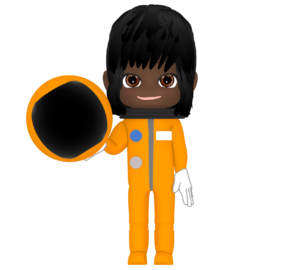 黒人女性の宇宙飛行士のイラスト