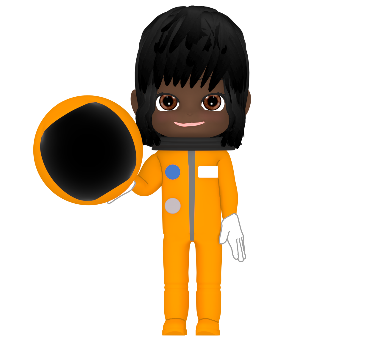 黒人女性の宇宙飛行士のイラスト