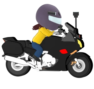 カメラ撮影をするバイクのイラスト