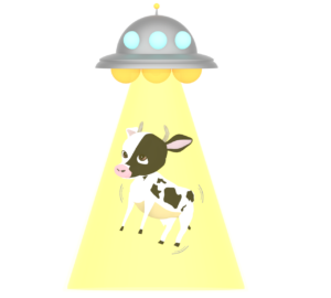 牛をさらうUFOのイラスト