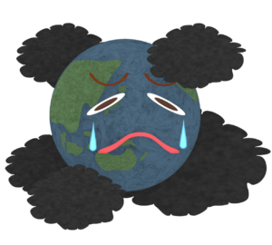 涙を流す汚れた地球のイラスト