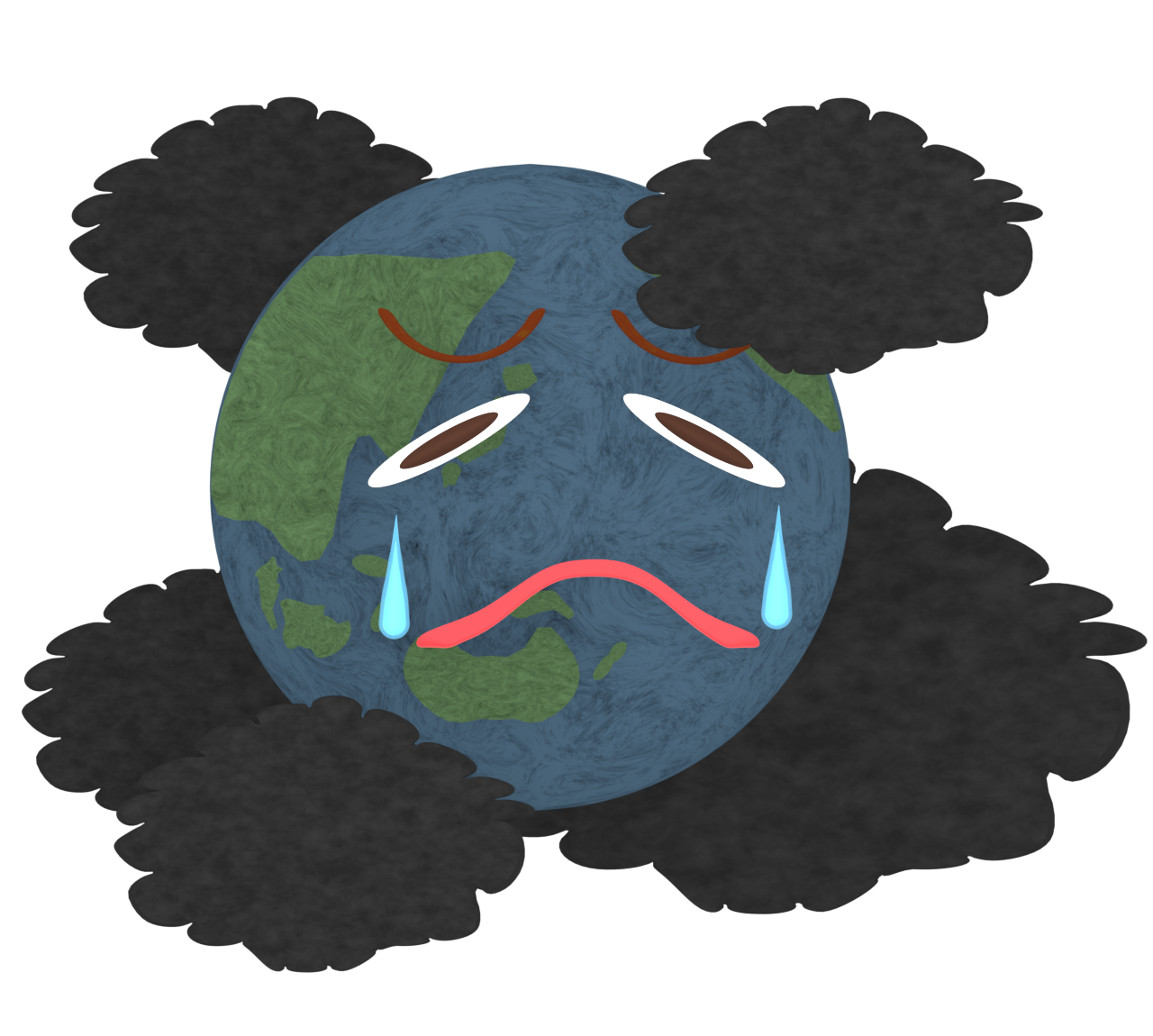 涙を流す汚れた地球のイラスト
