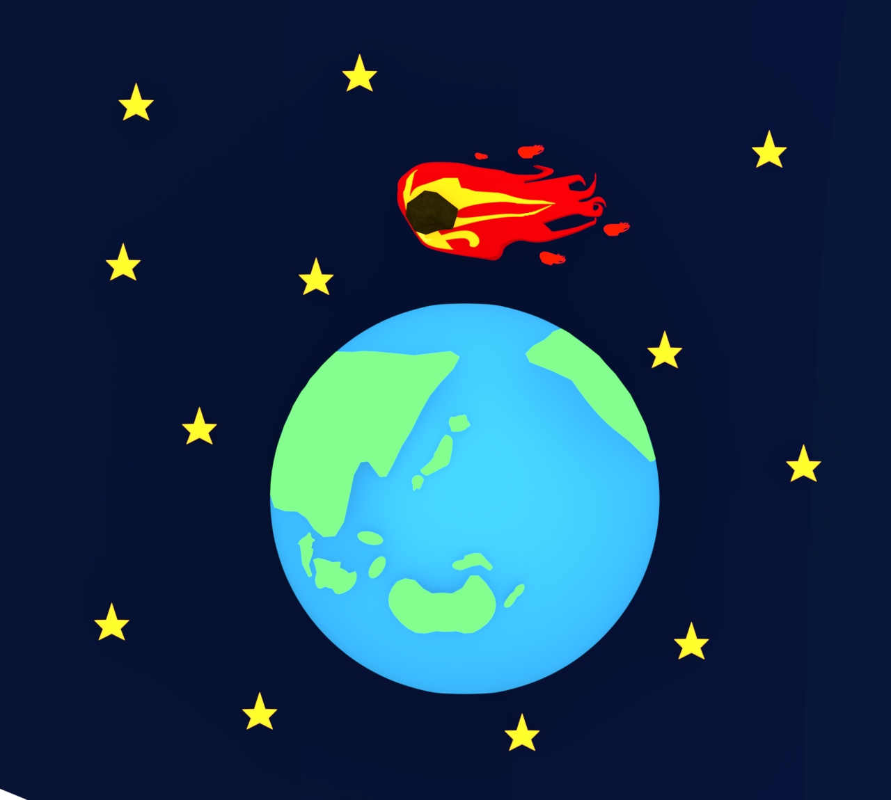 地球と小惑星のイラスト