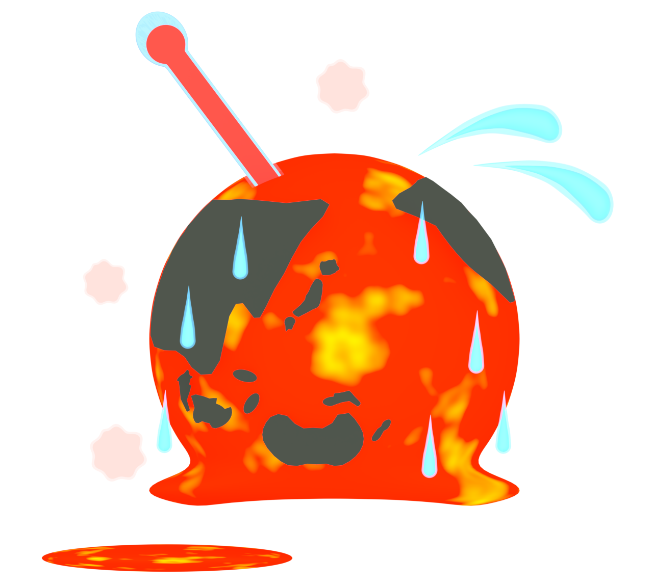地球が温暖化で溶けるイラスト