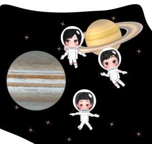 家族で宇宙旅行に行くイラスト