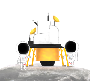 月面着陸をする宇宙飛行士のイラスト