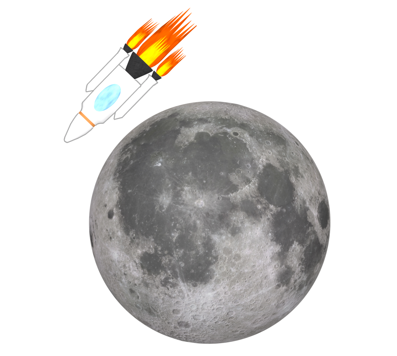 月とロケットのイラスト