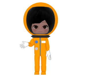 オレンジ色の宇宙服を着る宇宙飛行士のイラスト