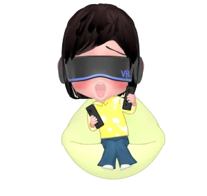 座ってVRゴーグルを使う人のイラスト