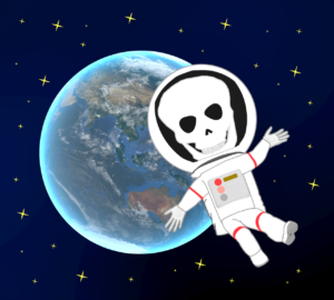 宇宙にいる死んだ宇宙飛行士のイラスト