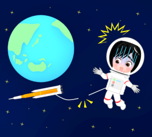 宇宙で命綱が切れるイラスト