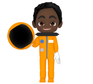 宇宙服を着る黒人男性のイラスト