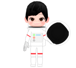 宇宙服を着たかわいい女性のイラスト