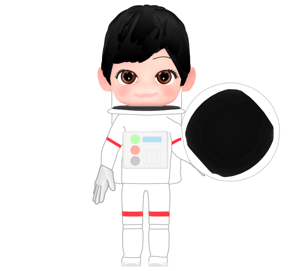 宇宙服を着たかわいい女性のイラスト