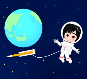 宇宙旅行を楽しむ人のイラスト