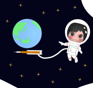 宇宙旅行を楽しむ人のイラスト