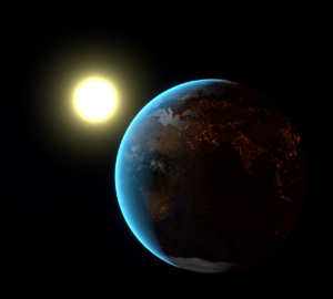 太陽が照らす地球のイラスト
