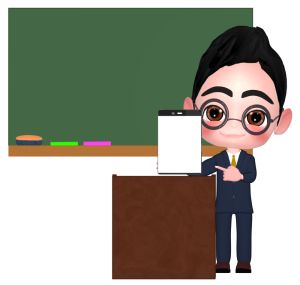タブレットで授業をする先生のイラスト