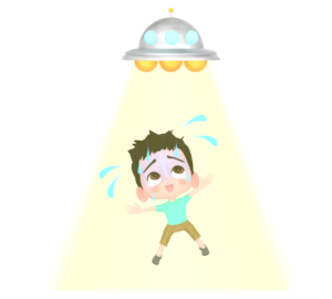 UFOにさらわれる人のイラスト