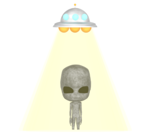 UFOに乗り込む宇宙人のイラスト