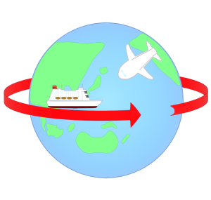 世界を周るかわいい海外旅行のイラスト