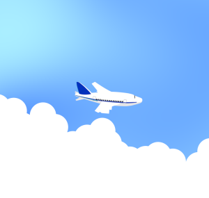 雲の上の飛行機のイラスト