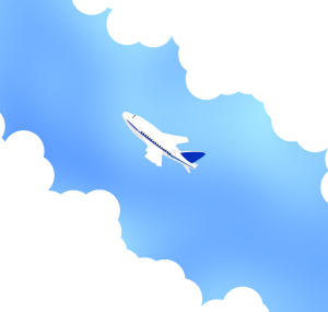 雲と飛行機のイラスト