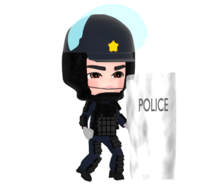 かっこいい警察機動隊のイラスト
