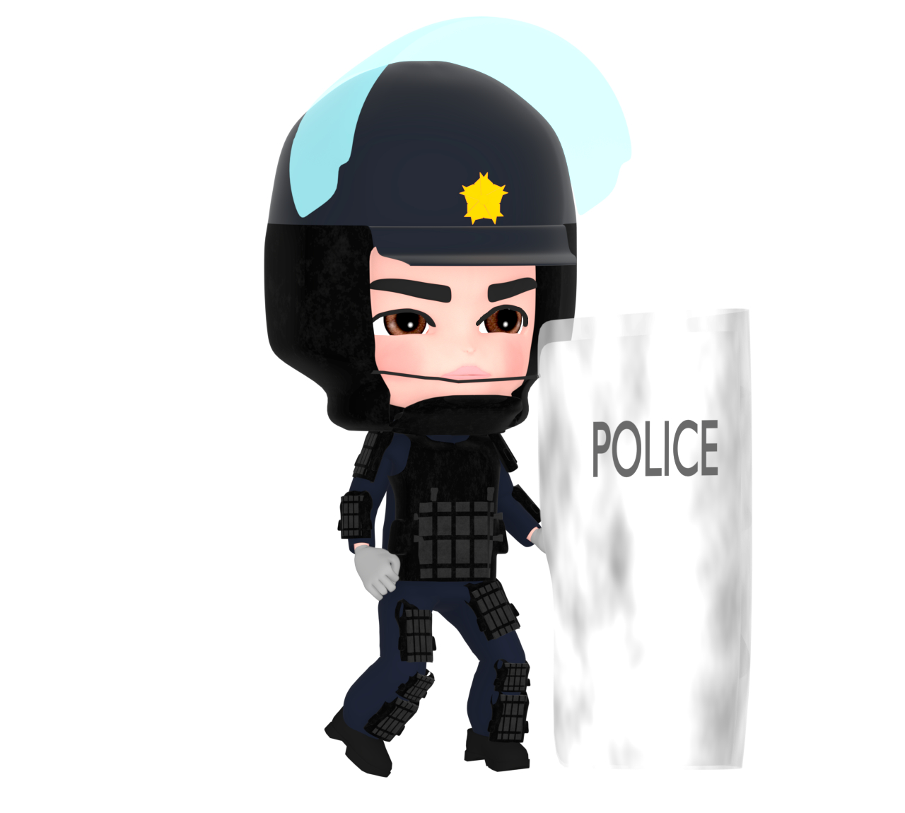 かっこいい警察機動隊のイラスト