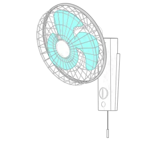 効率的な壁掛け扇風機のイラスト
