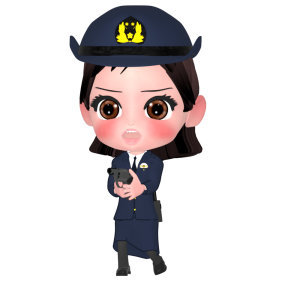 拳銃を構える女性警察官のイラスト