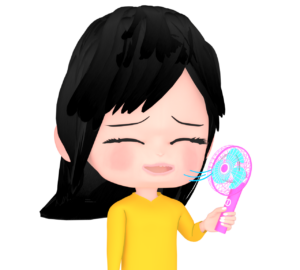 ハンディファンを使う人のイラスト