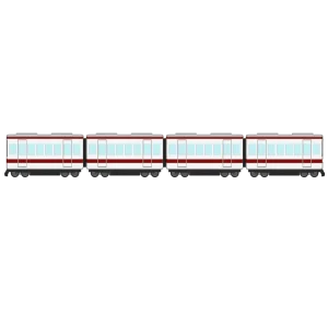 横から見る連結した電車のイラスト