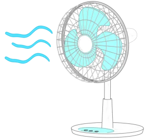 横向きの扇風機のイラスト