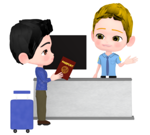 入国審査のイラスト