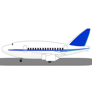 滑走路に着陸した飛行機のイラスト