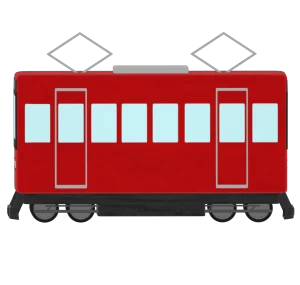 横向きの赤い電車のイラスト