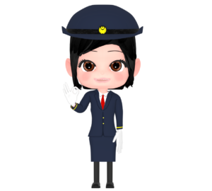 オッケーサインをするかわいい女性駅員のイラスト