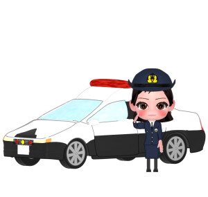 パトロールする女性警察官のイラスト