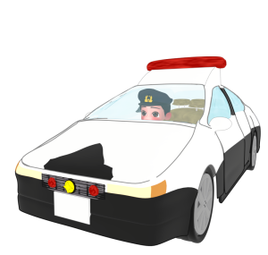 パトカーでパトロールする警察官のイラスト