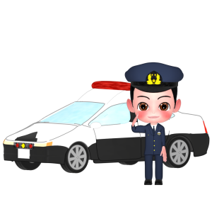 パトカーと警察官のイラスト