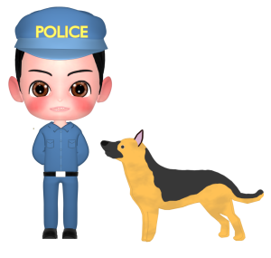 警察犬と訓練士のイラスト