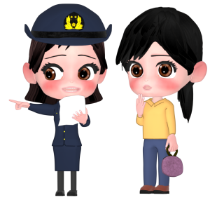 警察官に道を尋ねる女性のイラスト