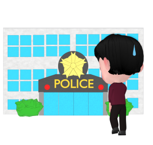 警察署へ出頭する人のイラスト