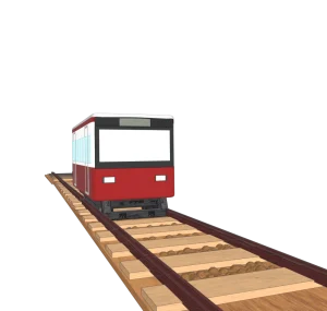 線路を走る電車のイラスト