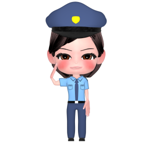 敬礼するかわいい女性警備員のイラスト