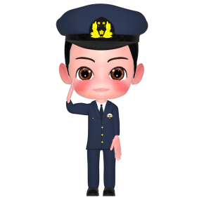 敬礼する男性警察官のイラスト